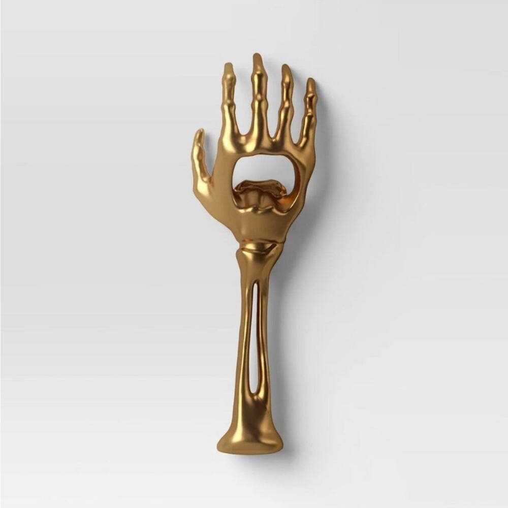 Halloween Skeleton Hand Bottle Opener 6" Gold, Stainless Steel-Threshold